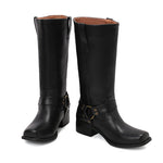 Plus-size Square-toe Bootie Denim Boots For Women