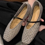 Retro Woven Roman Style Small Square-Toe Low-Top Womens Pumps