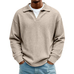 Waffle-Paneled Polo Shirt Mens Lapel Knitwear
