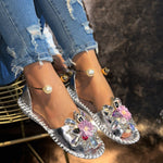 Womens Color-Block Floral Flat Sandals
