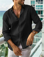Mens Long-sleeve Lapel-button Shirt