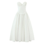 Bow-decorated Strapless Fishbone Sleeveless Dress