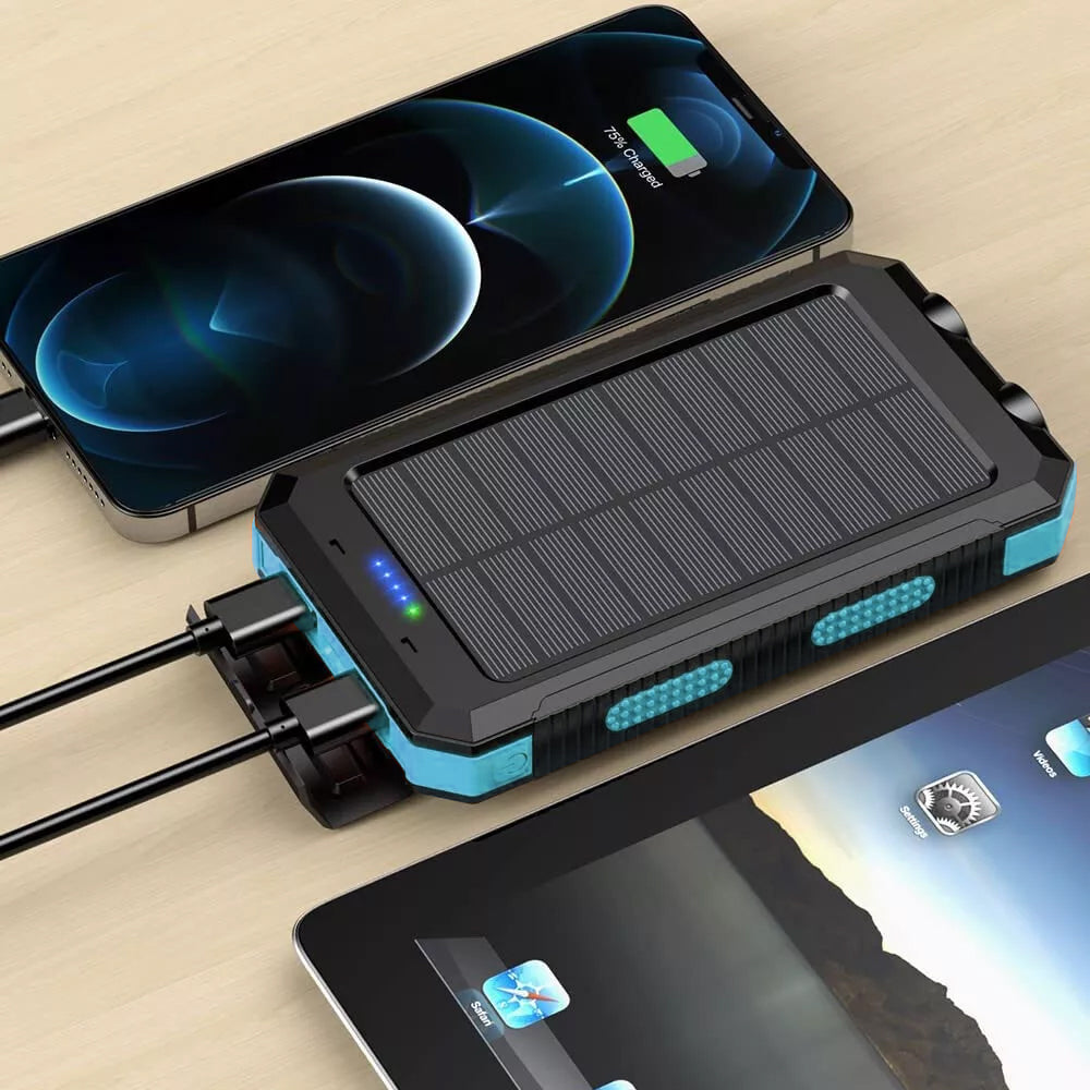 1O000000mAh Solar Power Bank Waterproof 2USB LED Battery Charger For Cell Phone
