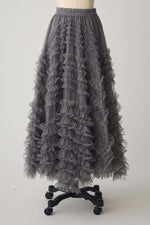 Long A-line Dress With Large Ruffled Trim
