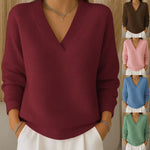 Women's Casual Loose Fashion Solid Color Waffle Long Sleeve Pullover