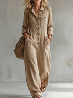 Womens Workwear Linen Casual Jumpsuit
