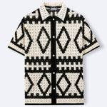 Mens Retro Diamond-Pattern Embossed Cardigan