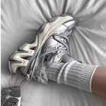 Fully Futuristic Chunky-soled Casual Sneakers Silver Dad Shoes