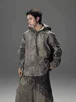 High-street Cross-embroidered Loose-fit Long-sleeve Couples Sweatshirt