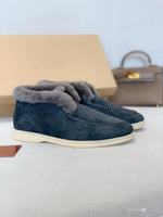 Wool Snow Leather Short Boots Fleece Lined Padded Warm Keeping