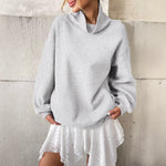 Womens Loose-fit Pullover Turtleneck Long-sleeve Sweatshirt