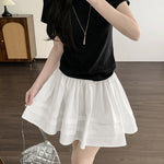 SpringSummer Preppy-Style Commuter All-Match Pleated Tiered Skirt