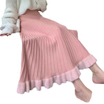 Elegant Mid-length High-waisted Flared A-line Skirt Winter Wool Knit Dress