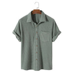 Waffle-Weave Simple Solid-Colored Mens Shirt