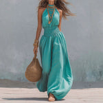 Stylish Sleeveless Halter Jumpsuit For Women