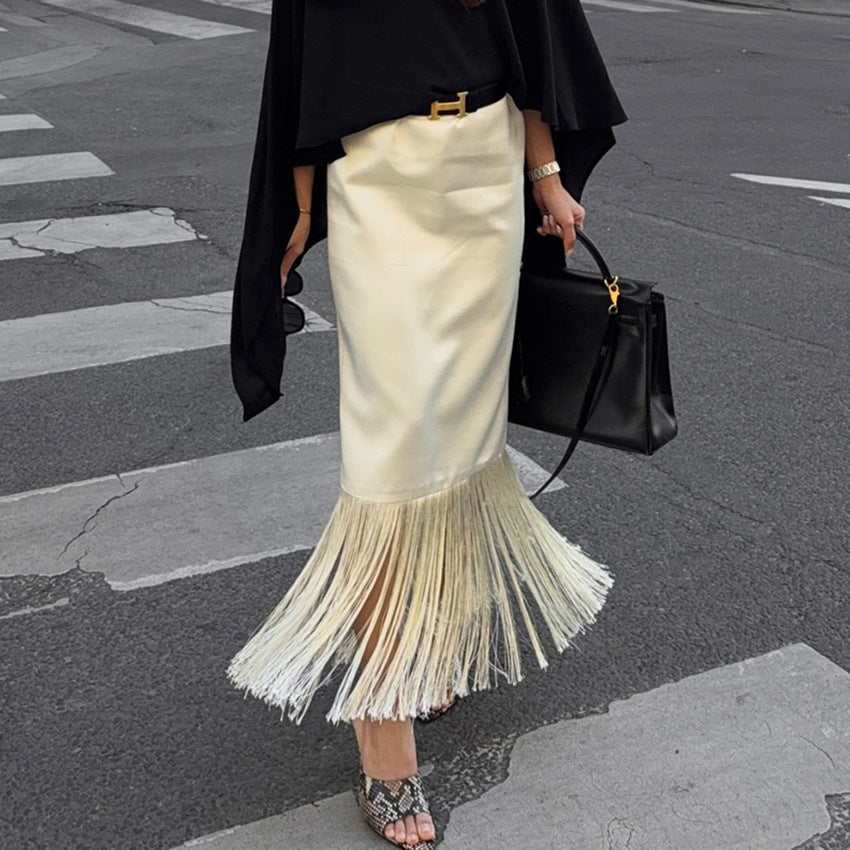 Fashionable Casual Straight-leg Tassel Skirt For Women