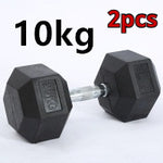 Fitness Hexagonal Rubberized Fixed Dumbbell