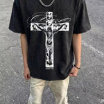 Summer Fashion Washedand Distressed Short Sleeve Top