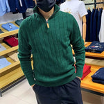 Mens Thermal Knit Top With Half Zip And Long Sleeves
