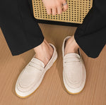 2026 British Retro Round Toe Casual Suede Loafers Slip-on Fisherman Skate Shoes