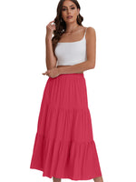 New Arrival High Waist A-Line Midi Skirt, Casual Drawstring Long Skirt