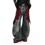 Patchwork Detachable Leather Jeans