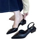 French-style Sophisticated Closed-toe Sandals For Women With A Chunky Heel And Pointed Toe