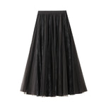 French-style Lace And Mesh Patchwork High-Waisted Elastic Waist Skirt
