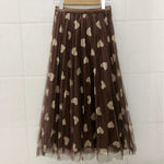Early Spring Tulle With Heart Print Fairy-Like Gauze Skirt