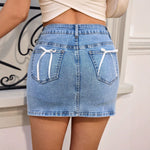 Womens Casual Stretch Washed Denim Skirt