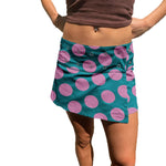 Retro Polka-dot Denim Asymmetrical High-waisted Skirt