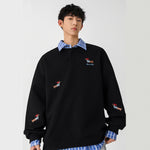 Embroidered Design Polo-neck Hoodie For Men