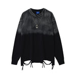 Handsome Washed-look Ombre Necklace Loose-fit Bottoming Shirt Top