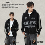 American-style Suede-Brushed Zip-Up Jacket Sweatshirt Short-Style Hooded Top For Couples