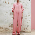 Solid-color Minimalist Pleated Loose-fitting Jumpsuit