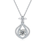 S925 Sterling Silver Teardrop Necklace, 1ct D-VVS1 Moissanite & Lab-Grown Gems, Platinum Plated 4g With GRA Certificate Gift Box