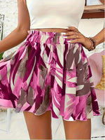 Printed Wide-leg Lace-up Shorts Chic And Elegant Resort Beach Culottes