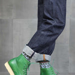 Retro Distressed Color Men Green Worker Boot