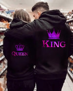 KING QUEEN Series Couple Hooded Pullover Sweatshirts