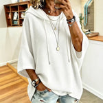 Waffle-knit Hooded Sweatshirt With Drawstrings