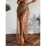 Beach Cover-up Skirt Hand-crocheted Long-tassel Midi Skirt