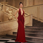 Glitter Halter Neck Mermaid Evening Gown
