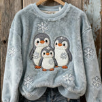 3D Digital-Print Flannel Slim-Fit Crew-Neck Sweatshirt