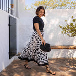Casual Resort Flared Midi Skirt With A Botanical Print