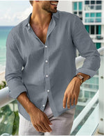 Mens Long-sleeve Lapel-button Shirt