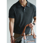Tencel-linen Blended Floral-textured Knitted Short-sleeve T-shirt