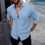 Long-sleeve Lapel Breathable Linen Shirt
