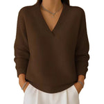 Women's Casual Loose Fashion Solid Color Waffle Long Sleeve Pullover