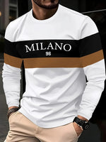 Men's Casual Crew-Neck Printed Long-Sleeve T-Shirt