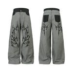 Mens American Style High Street Wide Leg Denim Jeans